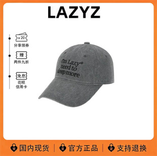 【现货】韩国LAZYZ帽子柳智敏同款鸭舌帽街头字母刺绣棒球帽新款