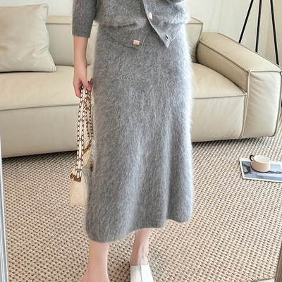 100%拉绒羊绒衫女半身裙
