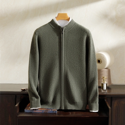 100%山羊绒衫半高领拉链毛衣