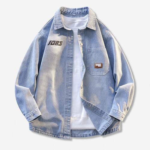 春秋季牛仔衬衫男装2025