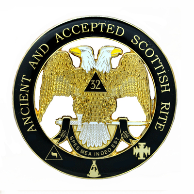 共济会双头鹰金属镀金车标