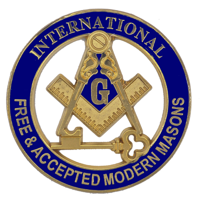 共济会美生会FreeMason金属门牌标志物圆形立体镂空镀金汽车车标