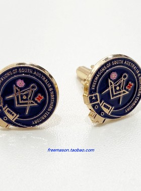 南澳大利亚共济会男士会员定制款法式衬衣袖扣镀金袖口钉