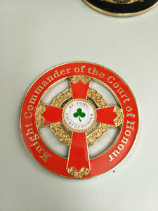 欧洲圣殿骑士团金属牌匾标志物汽车改装饰车身贴镀金圆形镂空车标