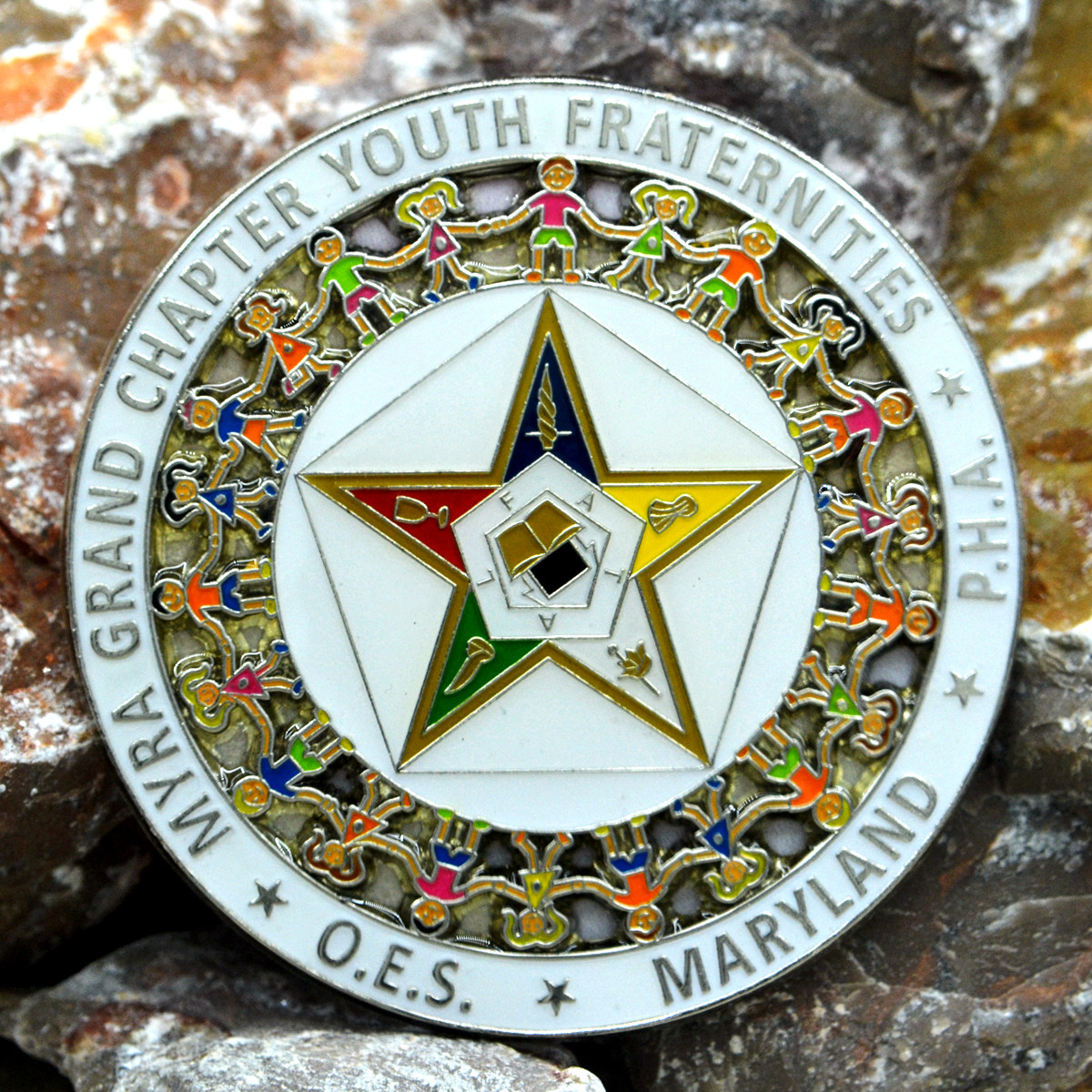 共济会东方星东星会金属标志物牌匾圆车标车贴汽车引擎盖车标志