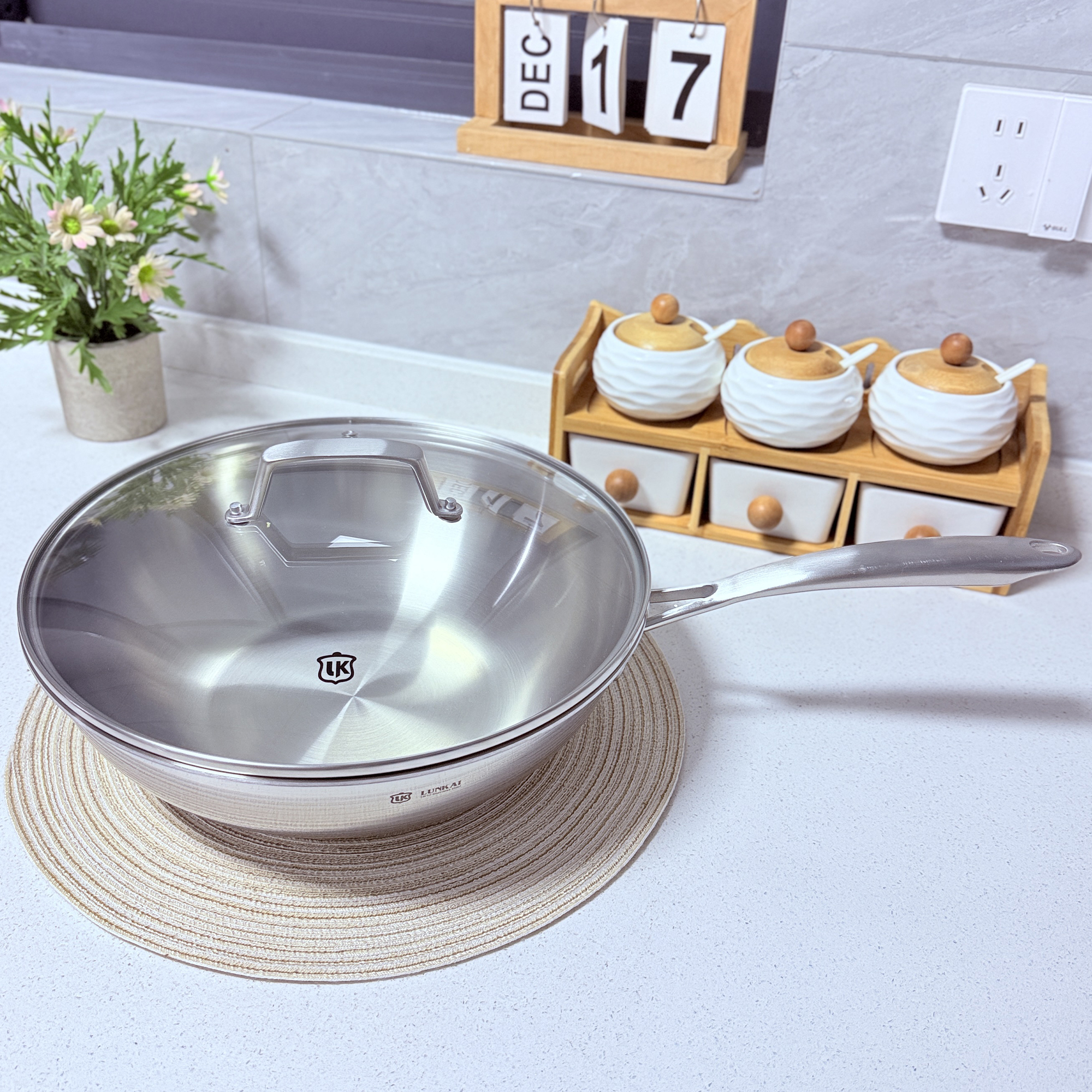 无涂层家用18-10不锈钢炒锅