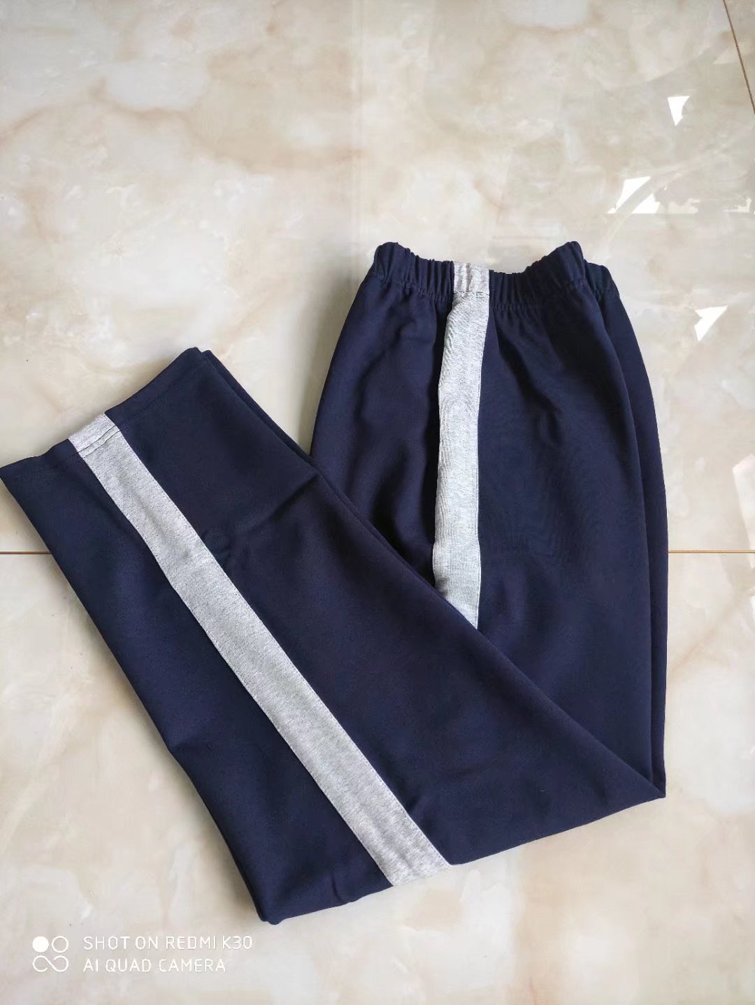 定做中小学生深蓝灰色宽条宽松直筒校服裤子百搭显瘦长裤春秋款冬