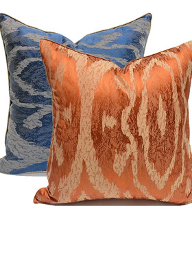 轻奢沙发抱枕套简约现代橙色几何抽象酒店样板房间客厅卧室靠垫套