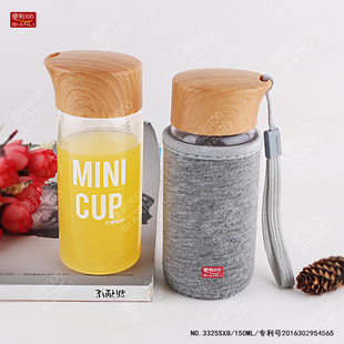 便利100迷你小巧布套单层玻璃杯 隔热暖手牛奶杯子 口袋水杯150ml