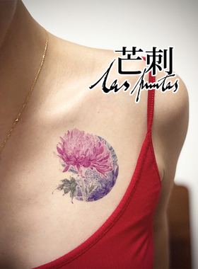 芒刺原创|菊花(2)|国风彩绘防水持久新中式纹身贴|小众风高级感