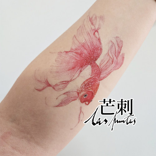 芒刺原创|金鱼|国风彩绘红色防水持久新中式纹身贴|文艺 高级感