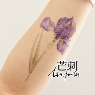 芒刺原创文身贴|鸢尾花|国风彩色防水持久新中式纹身贴文艺高级感