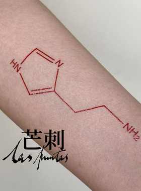 芒刺原创文身贴|组胺|红色化学式防水持久纹身贴|Tattoo sticker