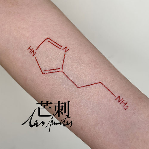 芒刺原创文身贴|组胺|红色化学式防水持久纹身贴|Tattoo sticker