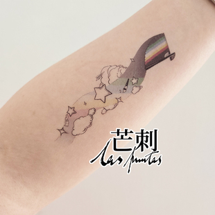 芒刺原创文身贴|身心障碍者扇子|彩色防水持久残障残疾人纹身贴