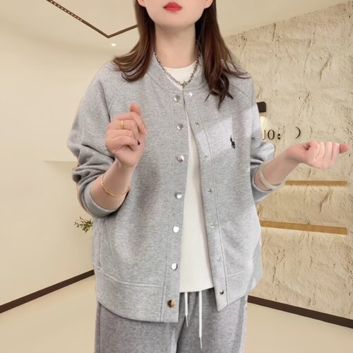 休闲薄款短外套女春季新款纯色刺绣宽松开衫显瘦圆领长袖气质卫衣
