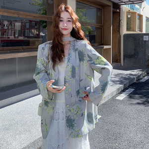 设计感复古印花西装外套女2025秋季新款小个子巨好看气质时尚西服图片