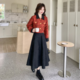 小香风撞色翻领外套半身裙两件套女2026套装2C339A2899P195K288，女装套装/套裙，2C339
