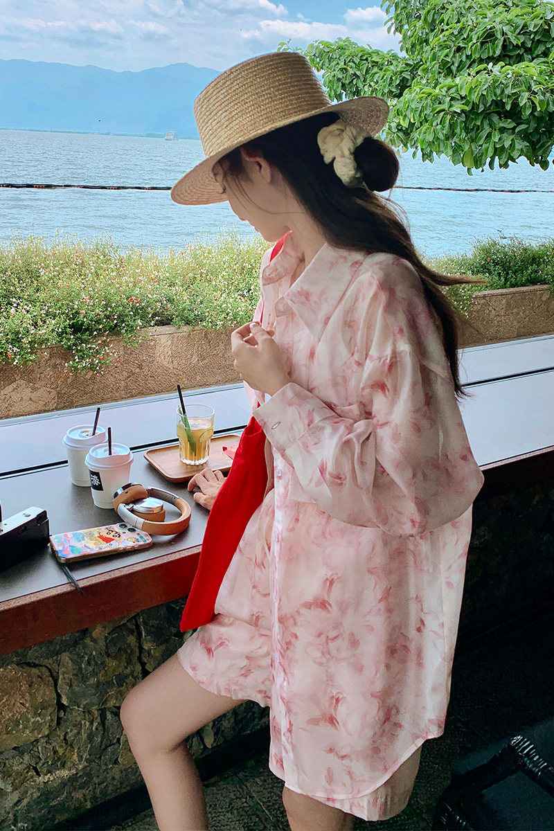 特价100！尺码齐全新款碎花衬衫吊带短裤三件套2C339-6428,女装套装/套裙,2C339
