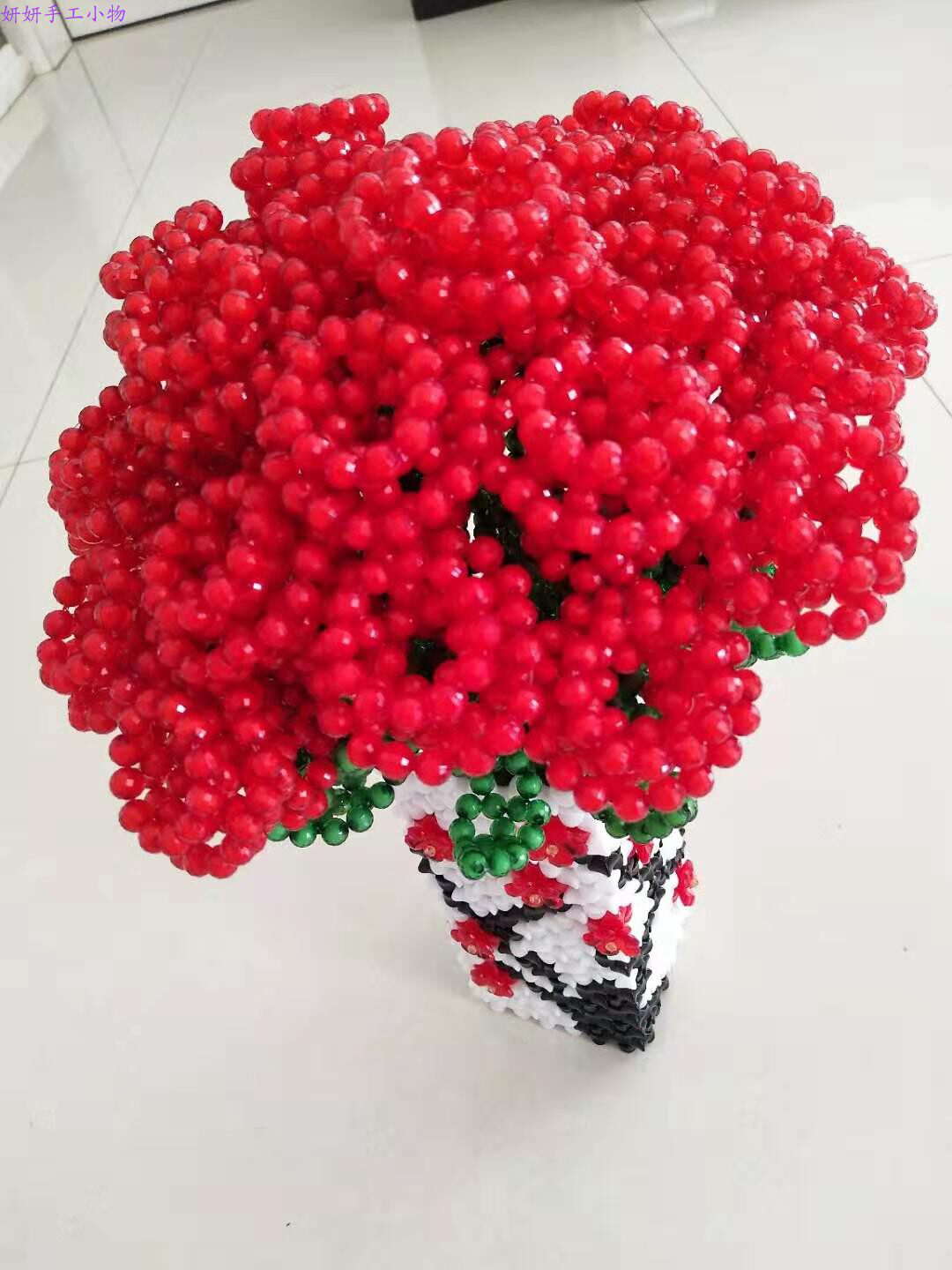 diy手工串珠玫瑰花编织摆件散珠子工艺品饰品制作仿水晶珠成品