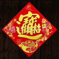 2025蛇年春節(jié)絨布身體健康招財(cái)進(jìn)寶斗方玻璃墻壁貼畫大門背膠門貼