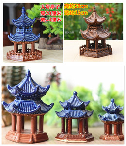 假山盆景摆件吸水石上水石装饰建筑物 亭台楼阁小凉亭六角亭 亭子