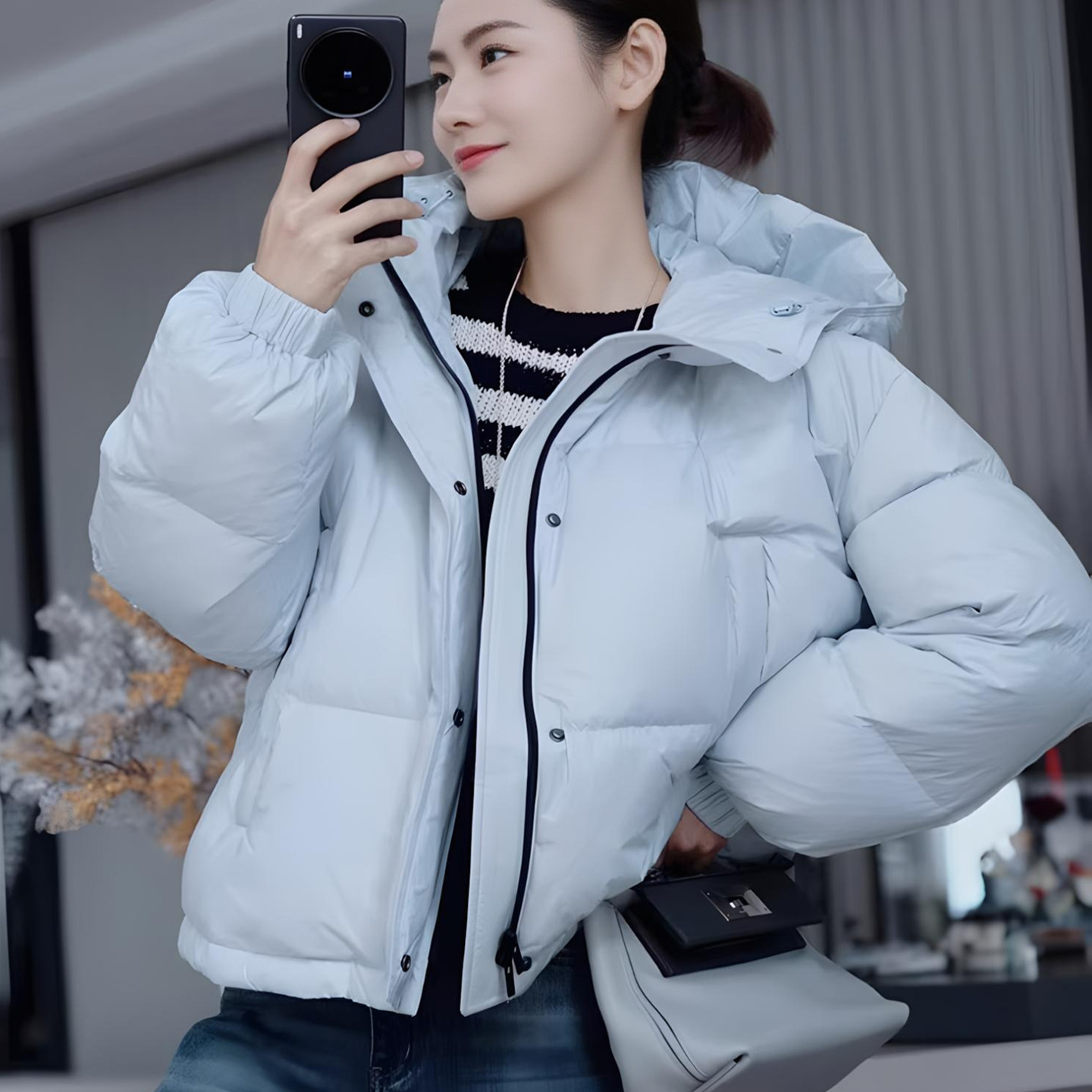 氧气泡鹅绒服短款羽绒服