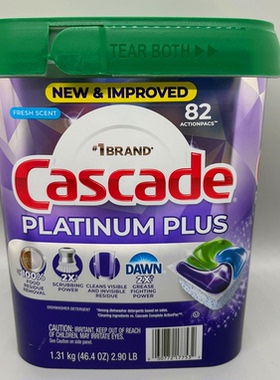 现货 美国CASCADE16x高效浓缩洗碗盐洗碗机洗涤剂洗碗块82颗