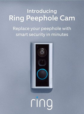 美国Ring Peephole Cam智能视频门铃 双向通话易于安装.