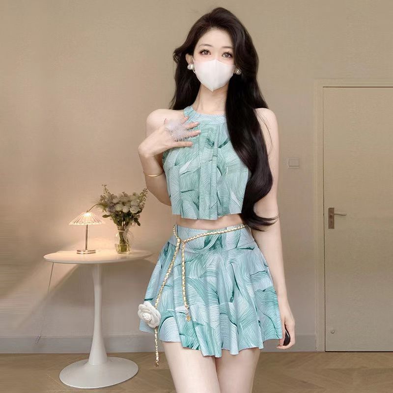 保守泳衣女款小清新分体两件套
