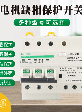 三相380V电机水泵缺相保护器BD1-63 32A导轨式过载保护风机电动机