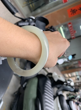 天然和田玉青海料手镯编号1️⃣晴色带烟紫59圈口 无瑕 女生礼物