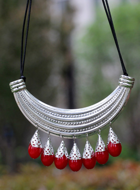 复古民族风松石珠流苏项链