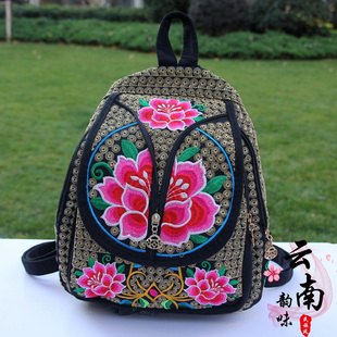 绣花包包女士双肩包学生背包刺绣帆布复古布艺书包 云南民族风新款