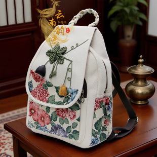 民族风百搭手工编织棉麻包小双肩小清新淡雅时尚轻便布休闲艺背包