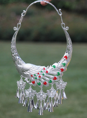 苗族银饰项圈艺术舞台配饰孔雀舞气质银色表演银饰品艺术照舞蹈