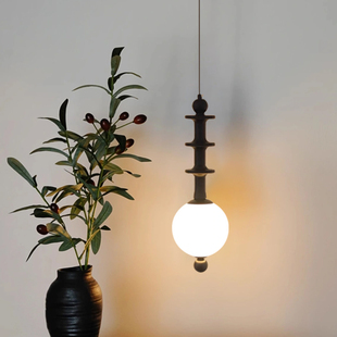 法式中古风吊灯复古卧室书房吧台吊灯原木风简约玄关床头实木灯