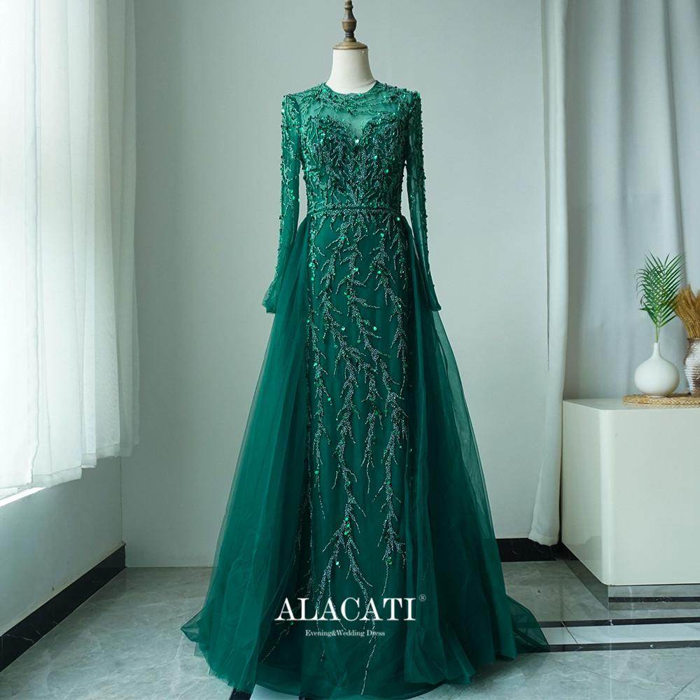 长袖晚礼服alacati高端重工拖尾