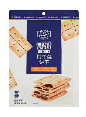 上海奥乐齐ALDI梅干菜夹心饼干208g下午茶点咸口休闲零食超市代购