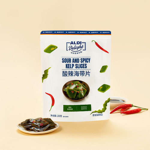 上海奥乐齐ALDI酸辣海带片130g即食海带丝零食开胃小吃超市代购