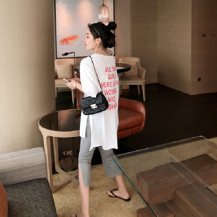 Net red leisure fashion goddess show high short sleeve T-shirt suit pants two piece suit women's summer foreign style light mature style