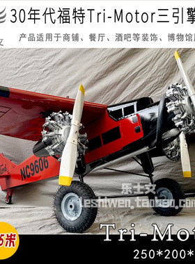 LOFT复古工业风创意酒吧吊饰挂饰软装饰摆设摆件福特铁皮飞机模型