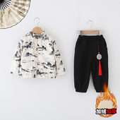 旦演出服 中国风拜年服女童幼儿园元 汉服男童加绒套装 儿童秋冬唐装