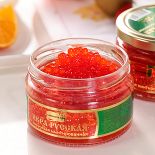 俄罗斯罐头进口大马哈鱼子酱即食飞鱼籽红鱼子寿司凝结鱼籽酱200g