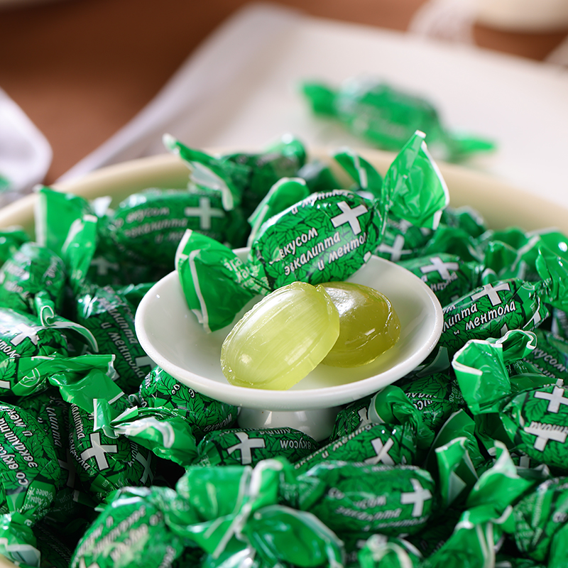 俄罗斯进口薄荷糖混合水果硬糖柠檬清晰口气休闲零食喜糖小包装