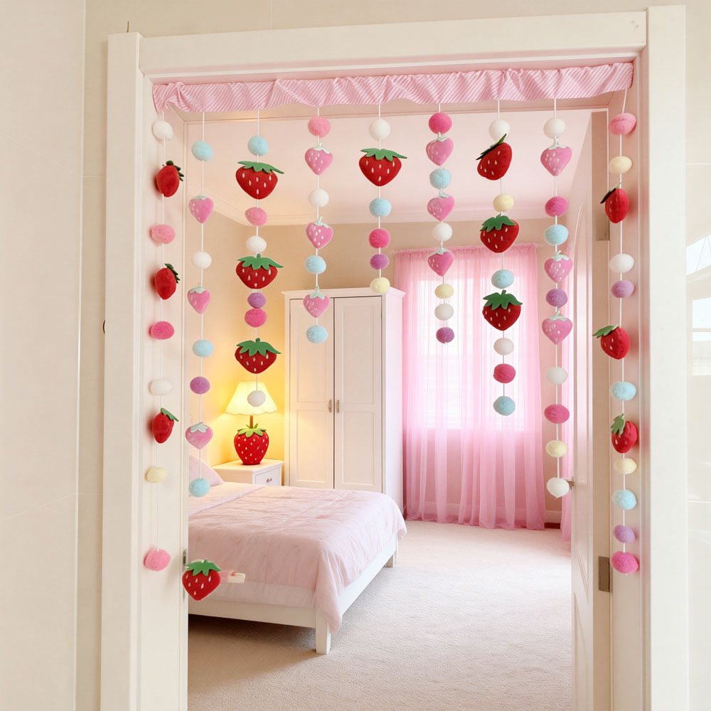 居家卡通门帘少女心卧室客厅门帘半帘隔断帘免打孔飘台上下铺帘,居家布艺,门帘,淘宝优惠券,粉丝福利购,淘宝优惠卷