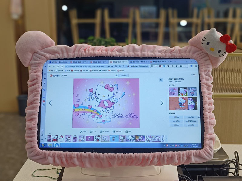 台式电脑套屏幕显示屏可爱卡通显示器边框套罩kitty保护套防尘罩