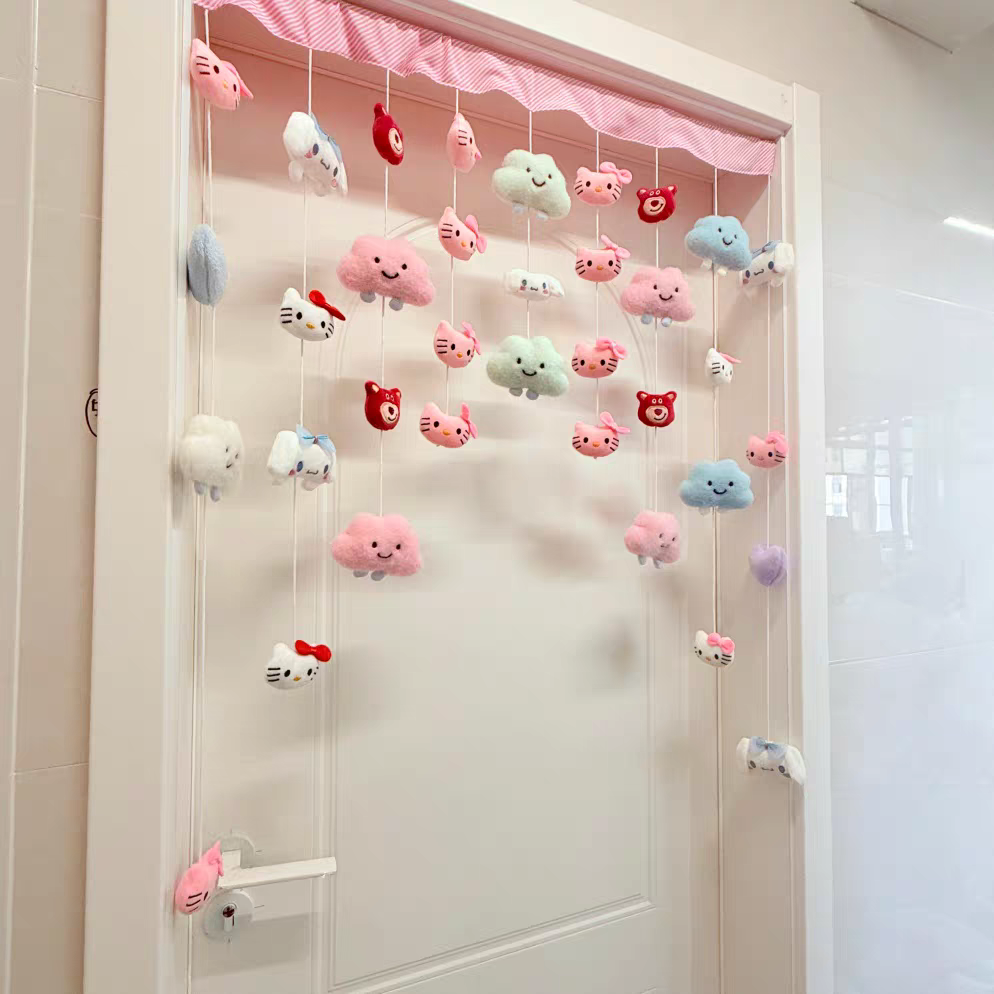 云朵门帘少女心儿童房间装饰床头挂帘隔断帘阳台玄关过道试衣间
