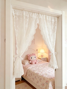 白纱门帘少女卧室家用隔断帘新款免打孔女生房装饰阳台玄关挂帘