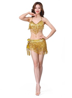 肚皮舞套装新款亮片流苏舞蹈表演服舞台演出比赛服 T5110